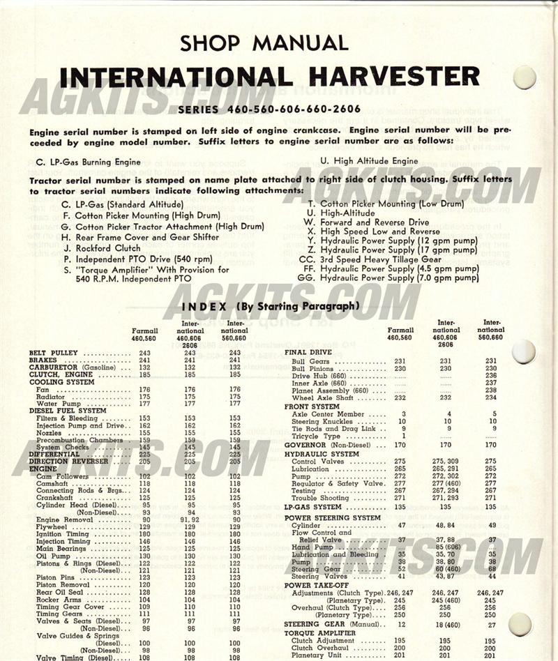 International Harvester Tractor Repair Manual