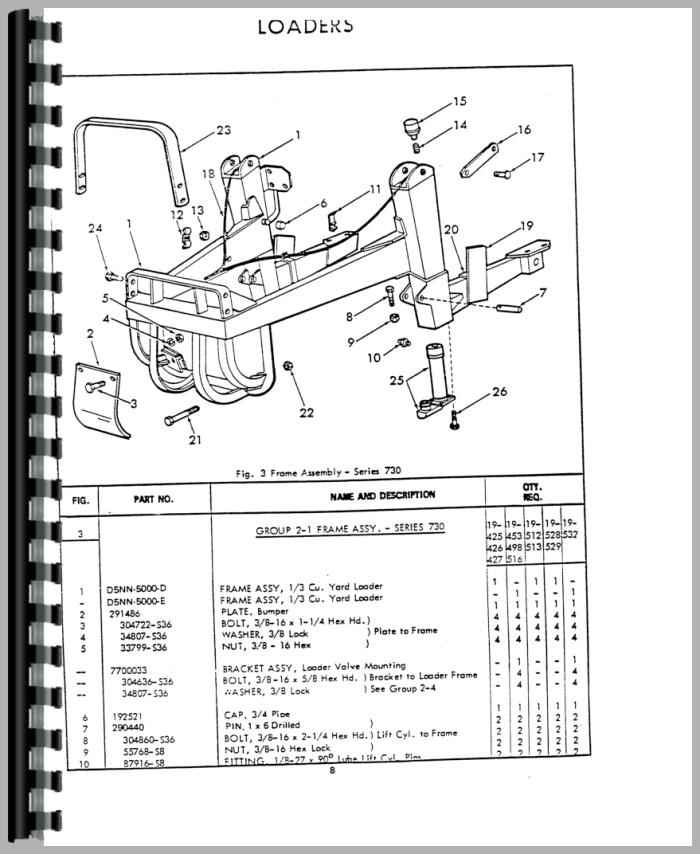 Ford 4500 Industrial Loader Attachment Parts Manual