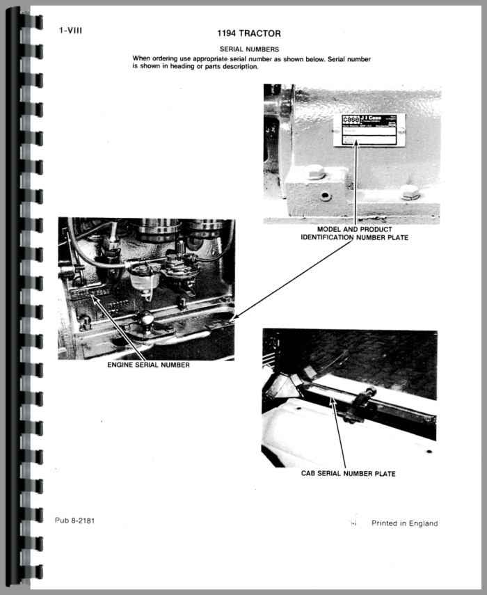 Case 1194 Tractor Parts Manual